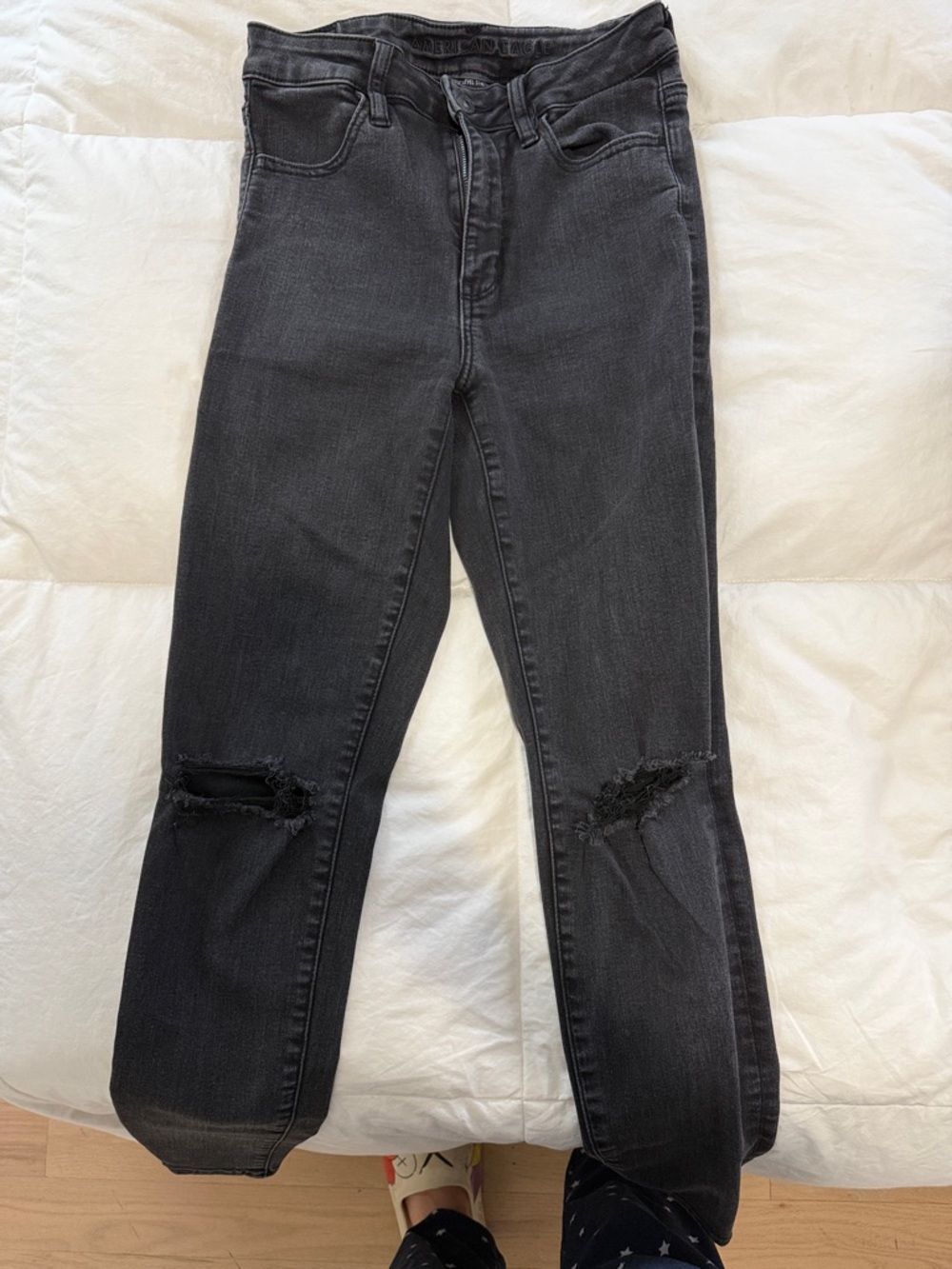 American Eagle Outfitters Black Ripped Knee Skinny Jeans